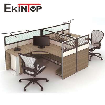 Modern wood panel desk modern style workstation for 2 person